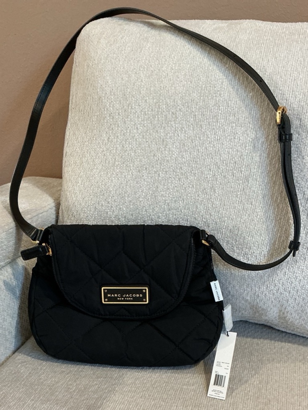 **NWT** Marc Jacobs Natasha Black Quilted nylon Crossbody Messenger bag